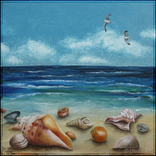 Muscheln und Meer Acryl auf Leinwand;
30 x 30 cm;
verkauft